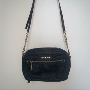 Michael Kors Black and Gold Camo Crossbody Bag